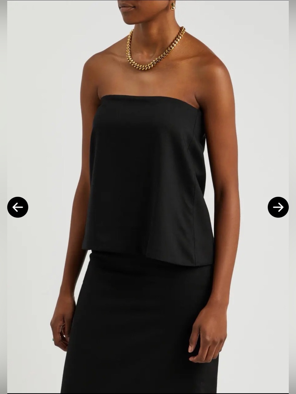 Aexae black linen tube bandeau column shirt top strapless medium